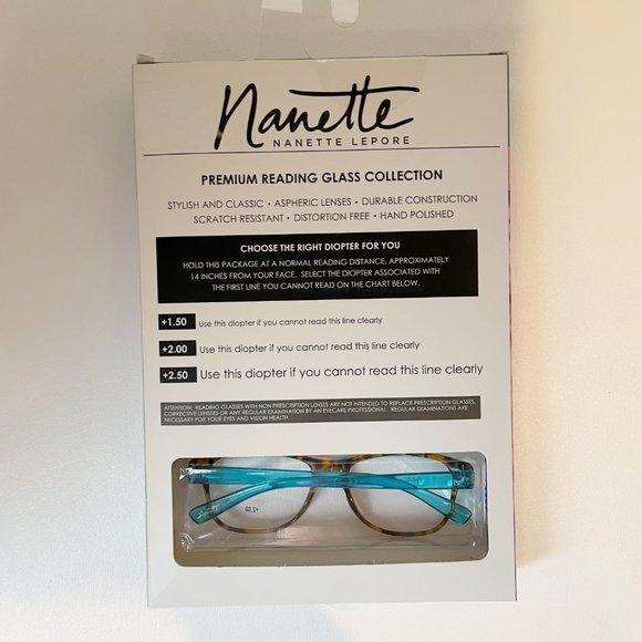 Nanette +2.00 Reading Glasses Tortoise Blue Pink - Picture 5 of 5
